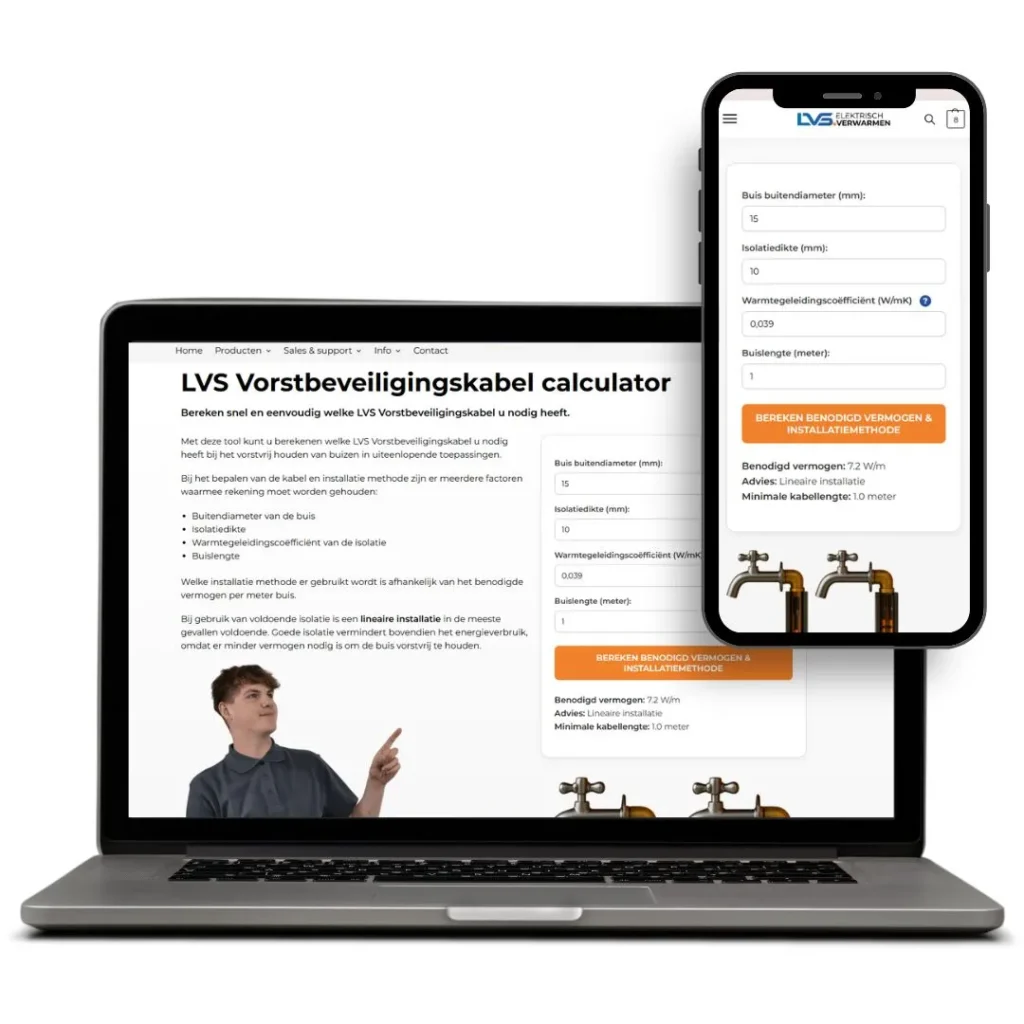 LVS Vorstbeveiligingscalculator tool op laptop en mobiel
